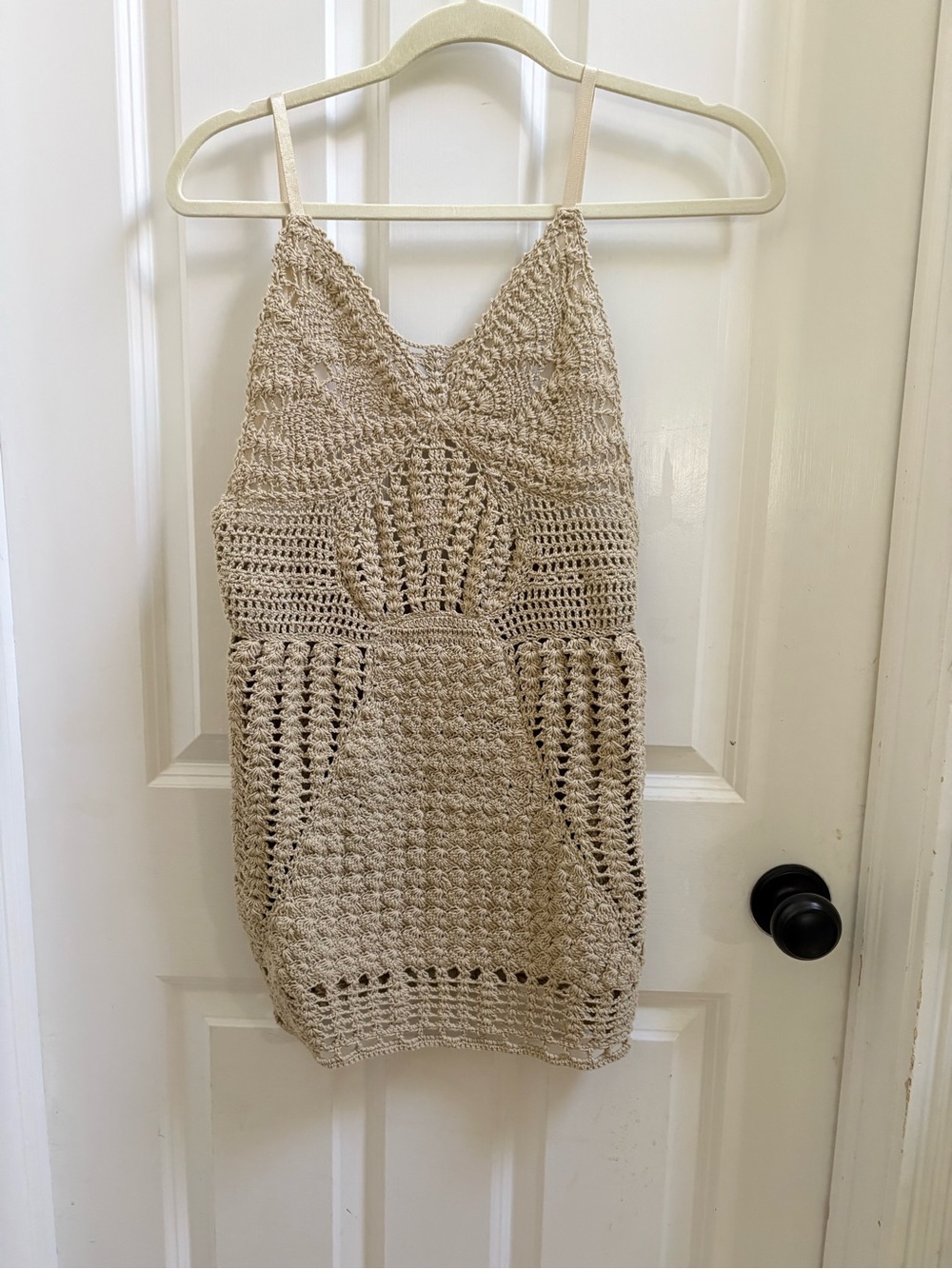 Flook the Label Beige Crochet Swim Coverup Dress